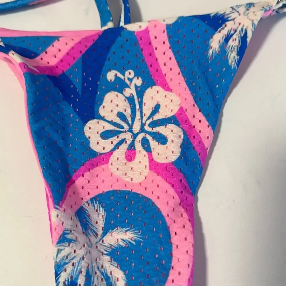 Frankie's Bikinis Boardwalk Layla Mesh Tropic Love Bikini Swimsuit Sz S